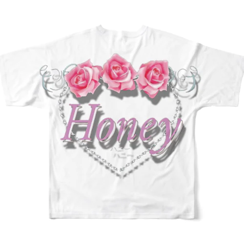 Honey定番ロゴ フルグラフィックTシャツ