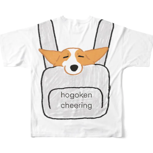 「保護犬カフェ支援」グッズ リュックサックコーギー 小麦さん All-Over Print T-Shirt