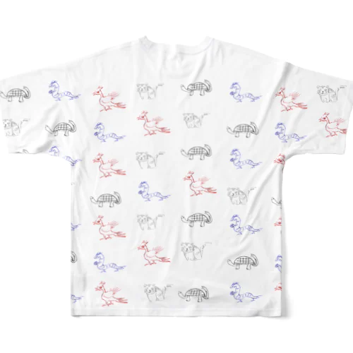 四神モチーフ All-Over Print T-Shirt