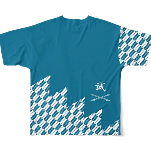 新選組＊だんだら矢絣柄（blue） フルグラフィックTシャツ