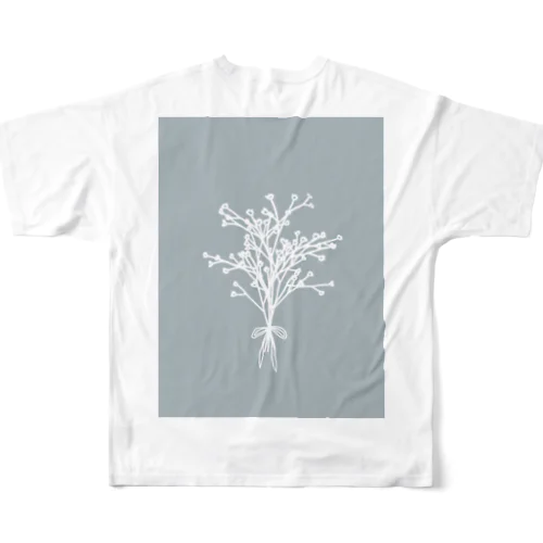 かすみ草ブーケ くすみブルーグリーン All-Over Print T-Shirt