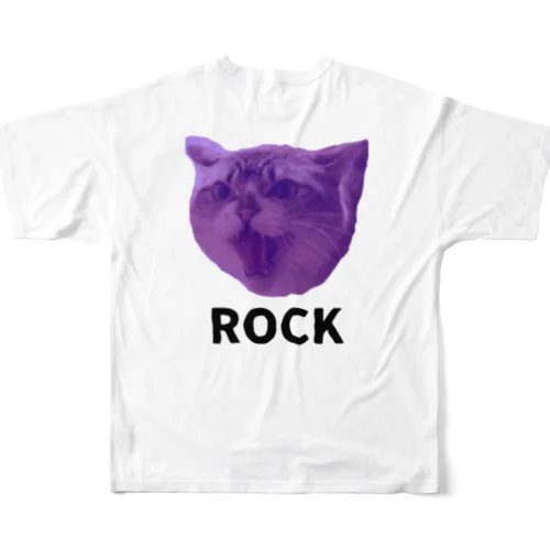 ロックなネコ フルグラフィックTシャツ