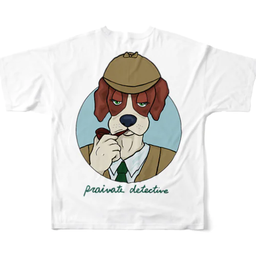 私立探偵　Dog All-Over Print T-Shirt