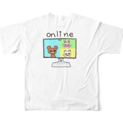 オンライン中のくまくまとうさぎちゃん All-Over Print T-Shirt