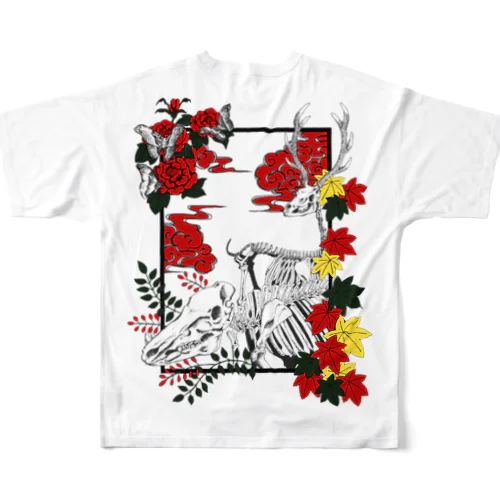 猪鹿蝶 ｢亡｣ （白抜きver.） All-Over Print T-Shirt