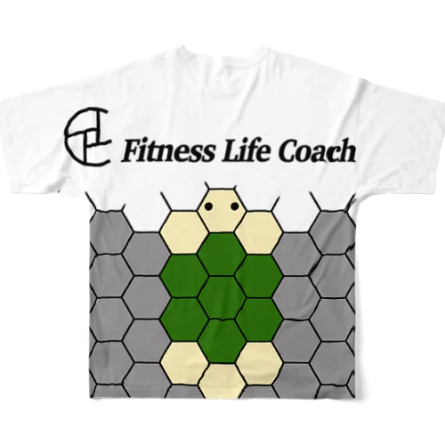 タートルTシャツ　fitness life coach トレーニングウェア フルグラフィックTシャツ