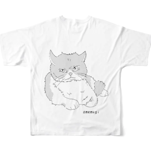 （背面）めちゃくちゃ強そうに見えるネコ。 All-Over Print T-Shirt