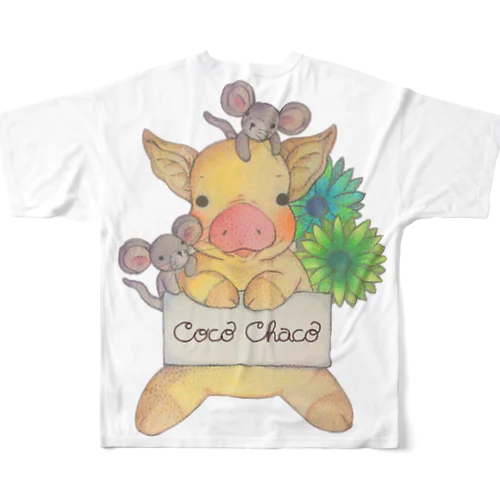 chaco 先生　なかよしピギー＆マウチュー フルグラフィックTシャツ