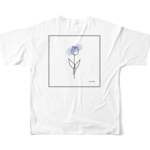 purple blue tulip フルグラフィックTシャツ