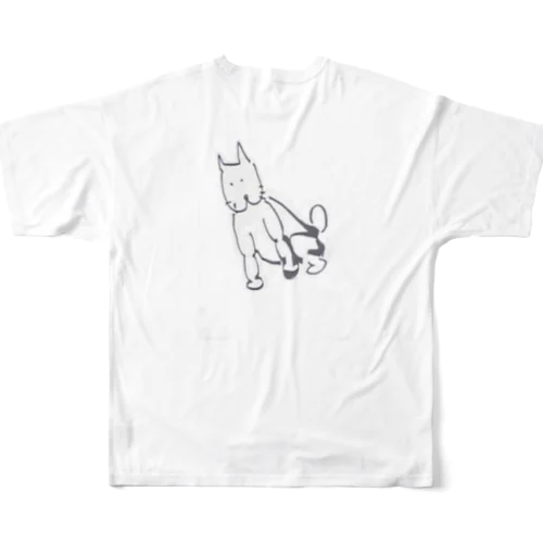 ムキムキの犬 フルグラフィックTシャツ