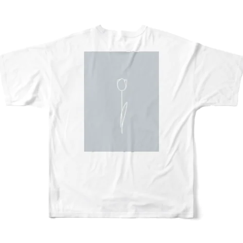 White Flower babygrayBlue フルグラフィックTシャツ