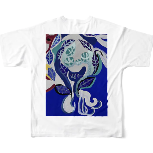 紺碧の葉魚と花❶ All-Over Print T-Shirt