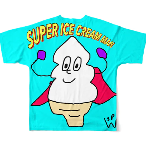 スーパーアイスクリームマン　文字付き All-Over Print T-Shirt