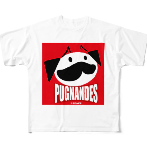 PUGNANDES2022_Red フルグラフィックTシャツ