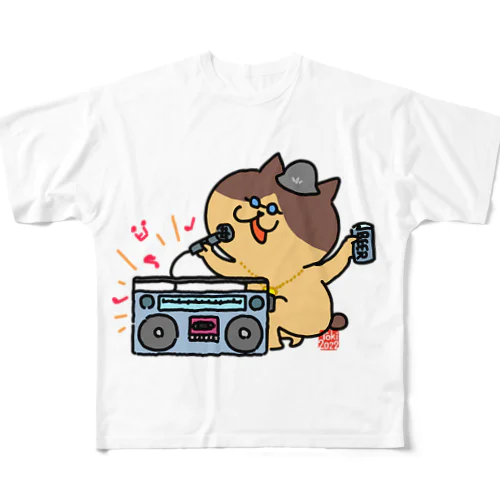 ヒップホップ猫さん フルグラフィックTシャツ