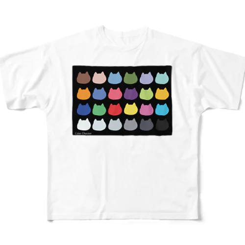 カラーチャート猫 フルグラフィックTシャツ