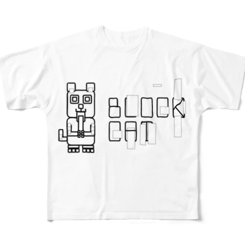 #BLOCKCAT（黒） All-Over Print T-Shirt