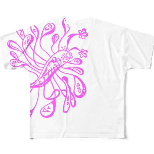 geji geji pink フルグラフィックTシャツ