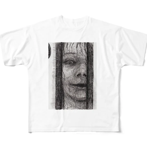 覗く女 All-Over Print T-Shirt