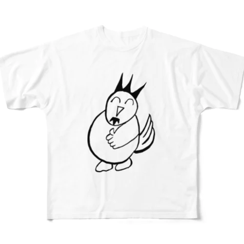 JUNSEN（純仙）鳥のGOOD フルグラフィックTシャツ