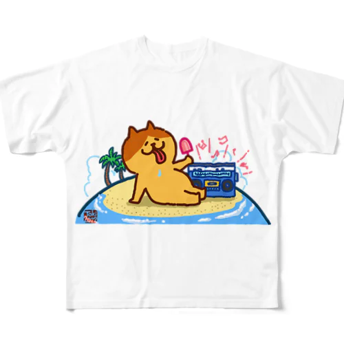 メタボ猫さんの夏休み フルグラフィックTシャツ