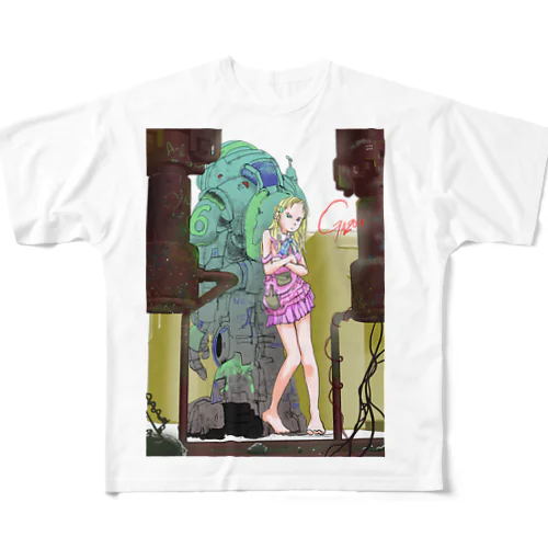 ロボットと少女 All-Over Print T-Shirt