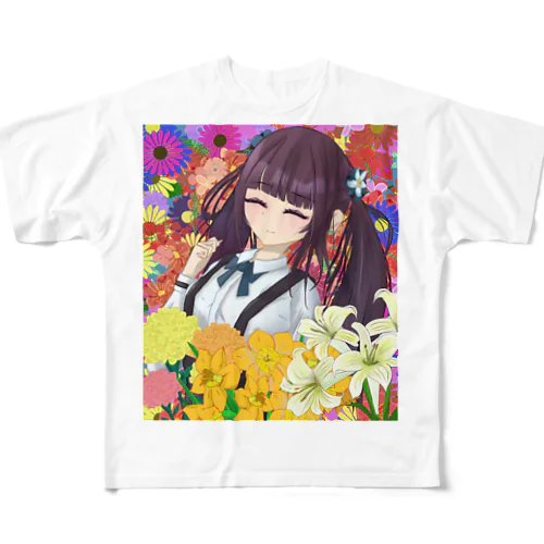 花の女の子 フルグラフィックTシャツ