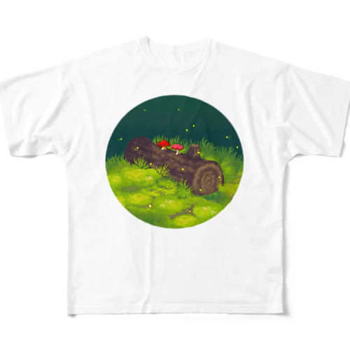 On a fallen tree🌲🍄🍄 フルグラフィックTシャツ