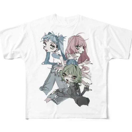 のらいぬTシャツ フルグラフィックTシャツ