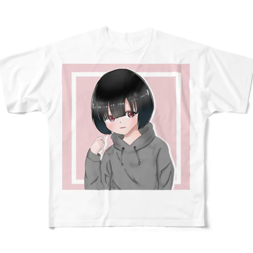 パーカー姿の女の子 All-Over Print T-Shirt