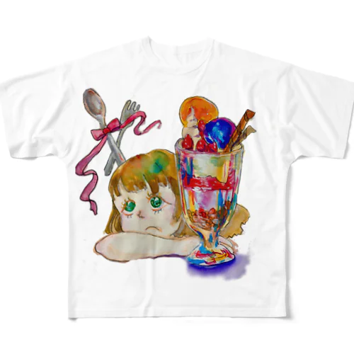 パフェと女の子（透過バージョン） All-Over Print T-Shirt