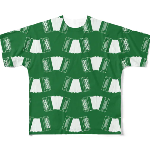 アコーディオン（緑） All-Over Print T-Shirt