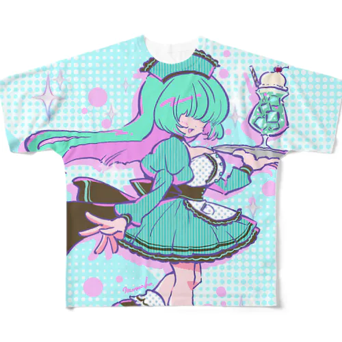 メカクレチョコミントさんとメロンクリームソーダ All-Over Print T-Shirt