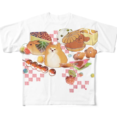 もふもふ和菓子ちゃん All-Over Print T-Shirt