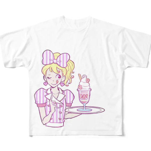 ダイナーガール(おちゃめ) フルグラフィックTシャツ