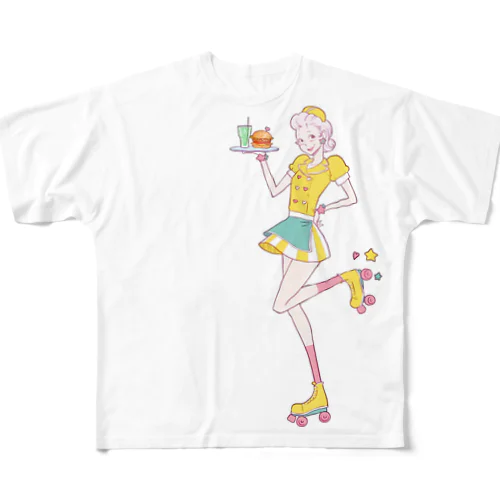 ダイナーガール(キュート) フルグラフィックTシャツ