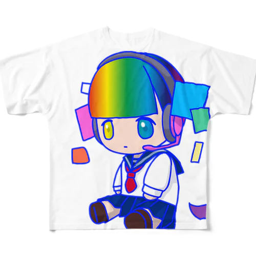 ゲーミングヘッドホンちゃん All-Over Print T-Shirt