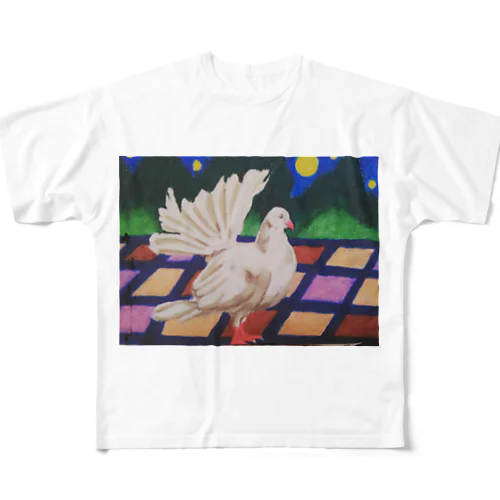 鳩 フルグラフィックTシャツ