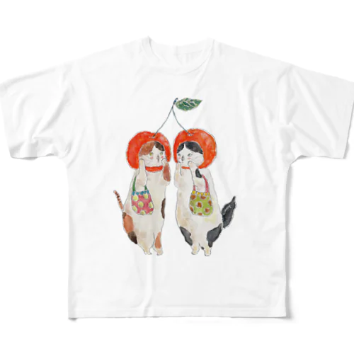 さくらんぼマダムにゃんこ All-Over Print T-Shirt