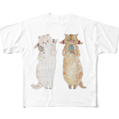 ツインテールにゃんこ All-Over Print T-Shirt