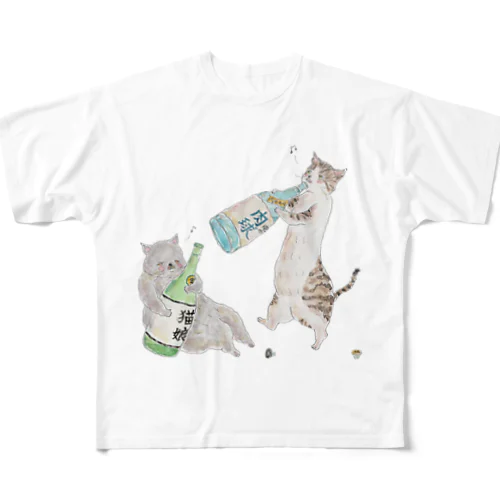 べろべろにゃんこ All-Over Print T-Shirt