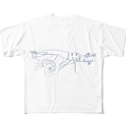 ぼくが描いたアンモナイトとダコサウルス All-Over Print T-Shirt