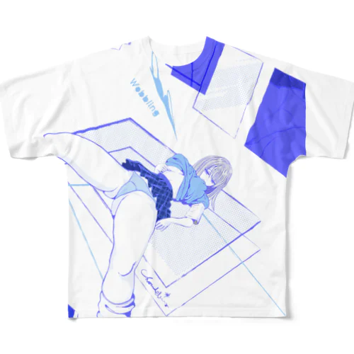 Wobbling 青の心象02 エロポップ 揺らぎ ガールズイラスト フルグラフィックTシャツ