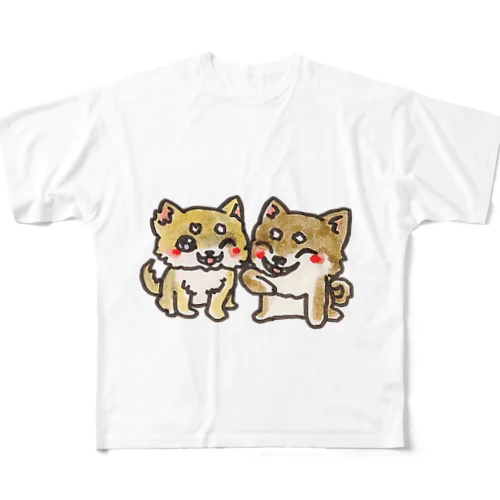 なかよし柴犬くん フルグラフィックTシャツ