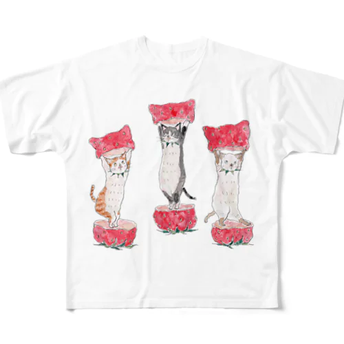 いちごにゃんこ All-Over Print T-Shirt