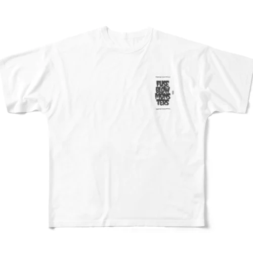 FuseBlowMonstersモノクロロゴタイプ[FBM] フルグラフィックTシャツ