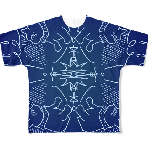 エジプト風　ネコ神 フルグラフィックTシャツ