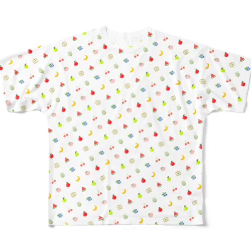 16×16のドット絵フルーツ　総柄 All-Over Print T-Shirt