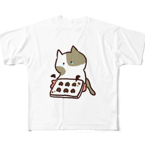 クッキーが焦げちゃった猫ちゃん フルグラフィックTシャツ