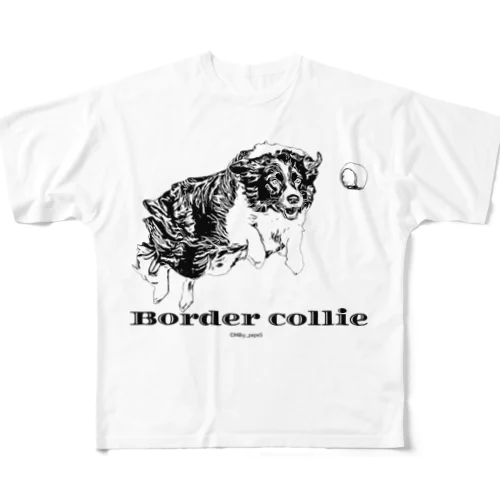 ボーダーコリー モノクロデザイン All-Over Print T-Shirt